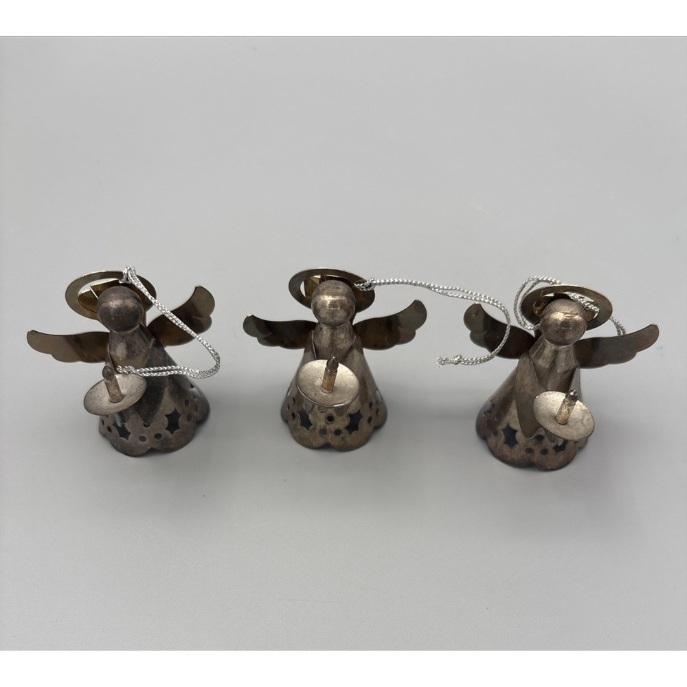 Brass Angel 2" Christmas Ornament Figurines 1960s Vintage - Set of 3 - Picture 2 of 6